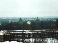 Карелия - Вид на Старую Ладогу от церкви Василия Кессарийского через Волхов